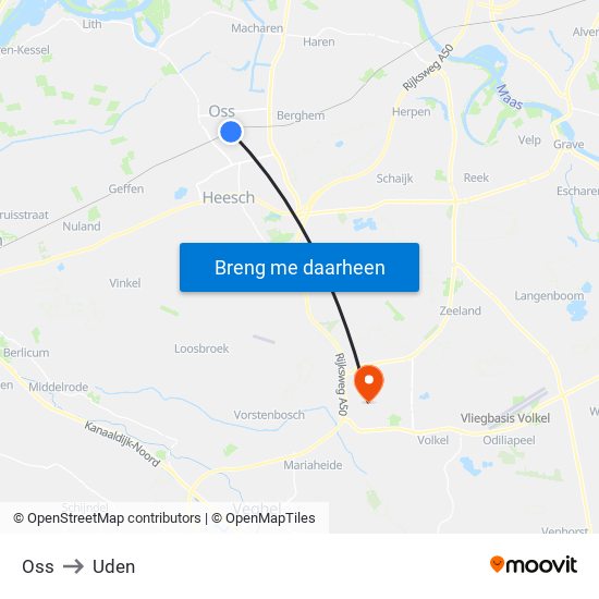 Oss to Uden map