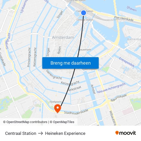 Centraal Station to Heineken Experience map
