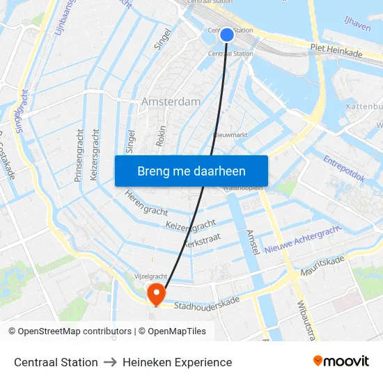 Centraal Station to Heineken Experience map