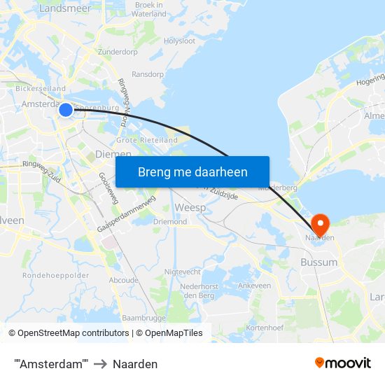 ""Amsterdam"" to Naarden map