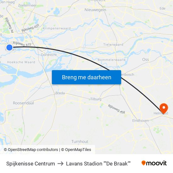 Spijkenisse Centrum to Lavans Stadion ""De Braak"" map
