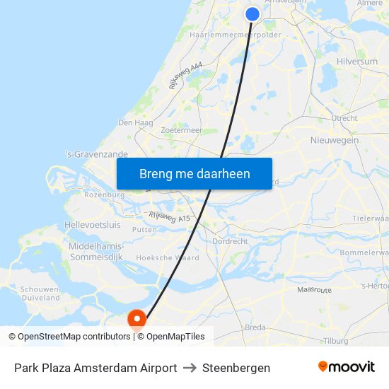 Park Plaza Amsterdam Airport to Steenbergen map