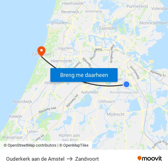 Ouderkerk aan de Amstel to Zandvoort map