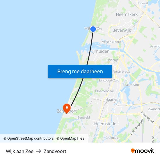 Wijk aan Zee to Zandvoort map