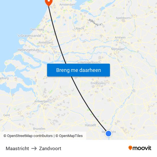 Maastricht to Zandvoort map