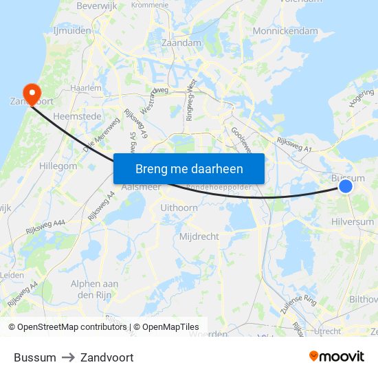 Bussum to Zandvoort map