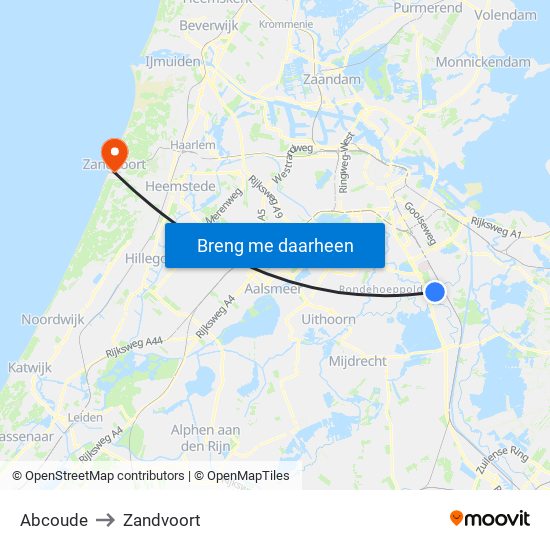 Abcoude to Zandvoort map