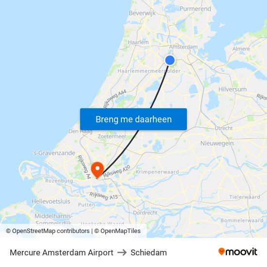 Mercure Amsterdam Airport to Schiedam map