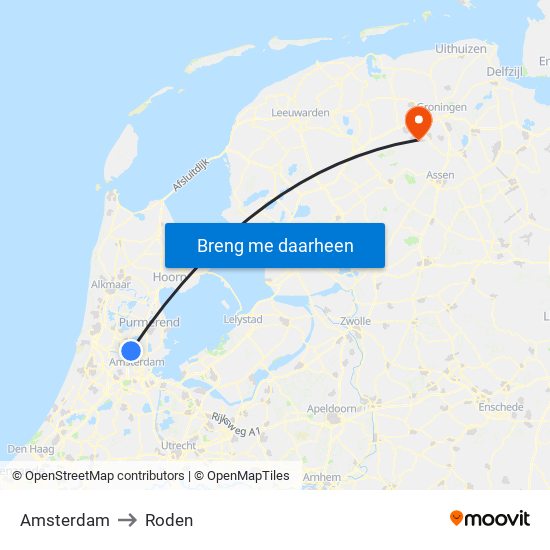 Amsterdam to Roden map