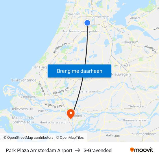 Park Plaza Amsterdam Airport to 'S-Gravendeel map