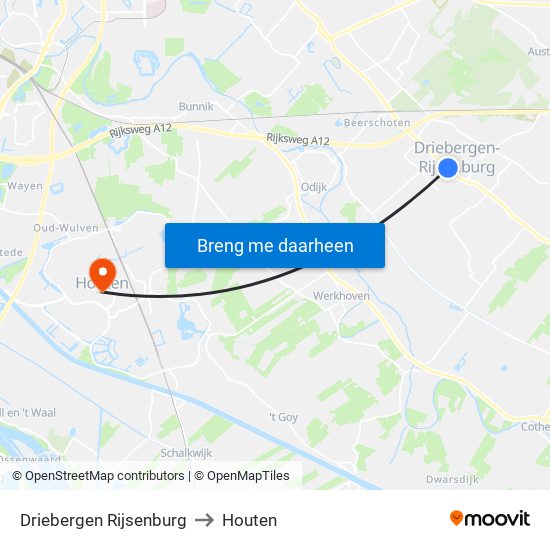 Driebergen Rijsenburg to Houten map