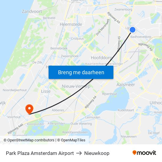 Park Plaza Amsterdam Airport to Nieuwkoop map