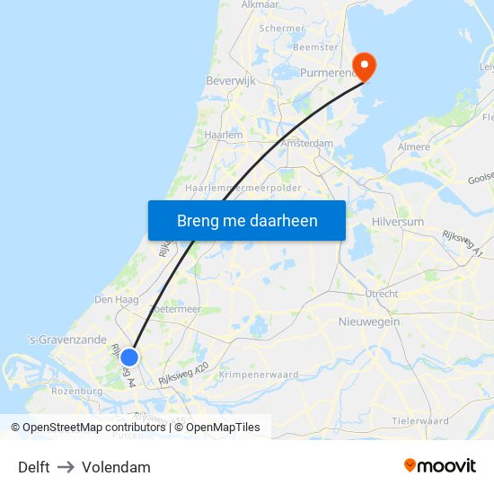 Delft to Volendam map