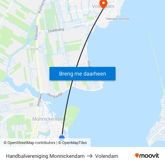 Handbalvereniging Monnickendam to Volendam map