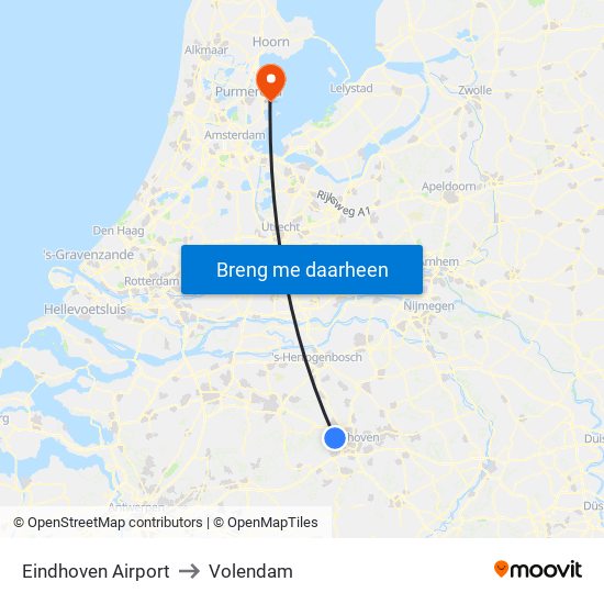 Eindhoven Airport to Volendam map