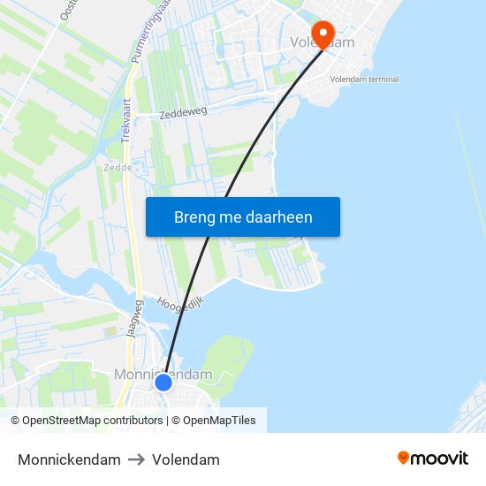 Monnickendam to Volendam map