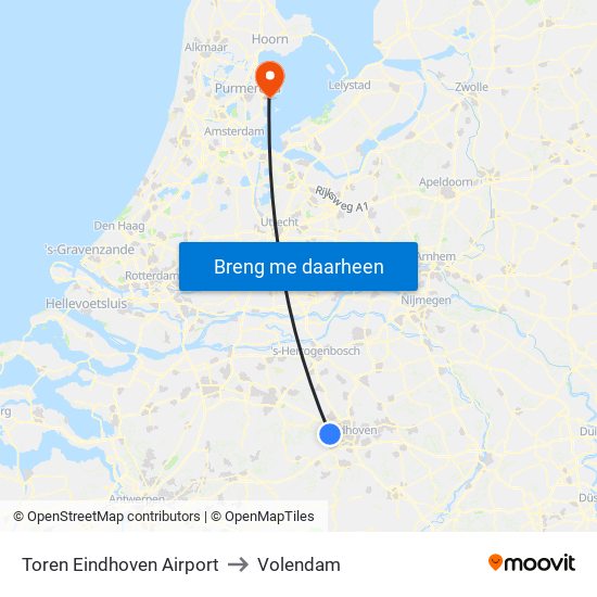 Toren Eindhoven Airport to Volendam map