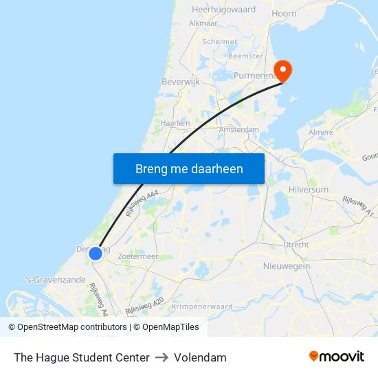 The Hague Student Center to Volendam map