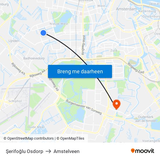 Şerifoğlu Osdorp to Amstelveen map