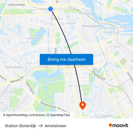 Station Sloterdijk to Amstelveen map