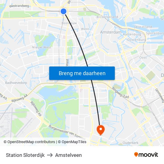 Station Sloterdijk to Amstelveen map