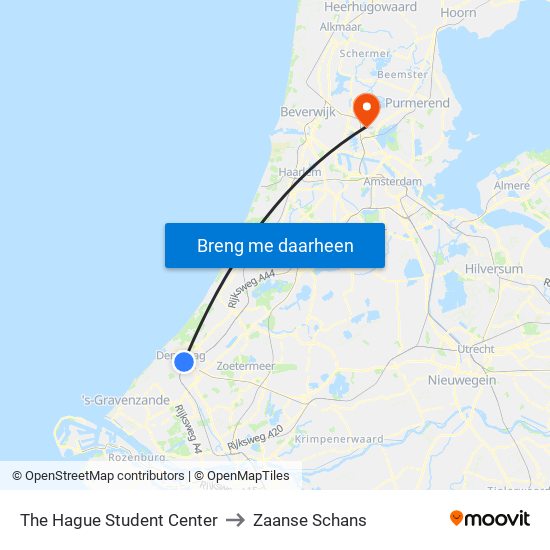 The Hague Student Center to Zaanse Schans map