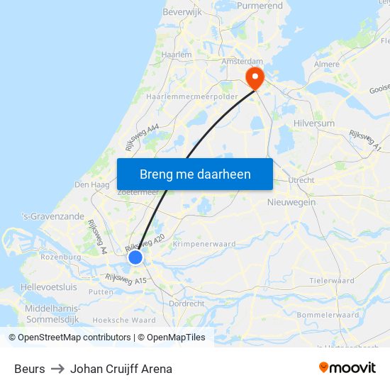 Beurs to Johan Cruijff Arena map