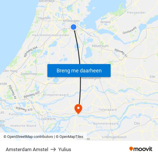 Amsterdam Amstel to Yulius map