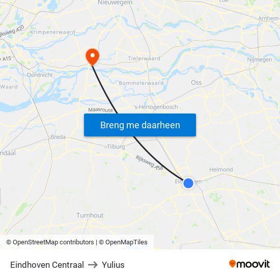 Eindhoven Centraal to Yulius map