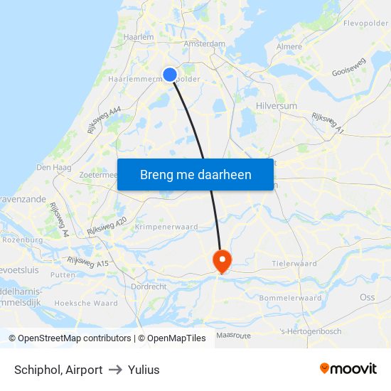 Schiphol, Airport to Yulius map