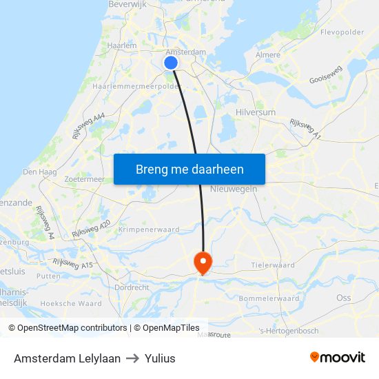 Amsterdam Lelylaan to Yulius map