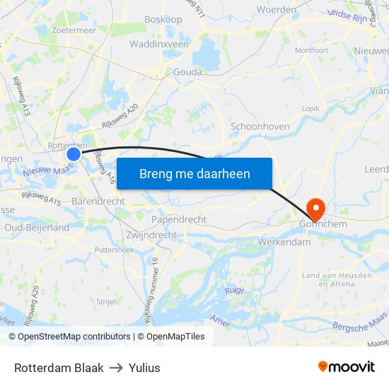 Rotterdam Blaak to Yulius map