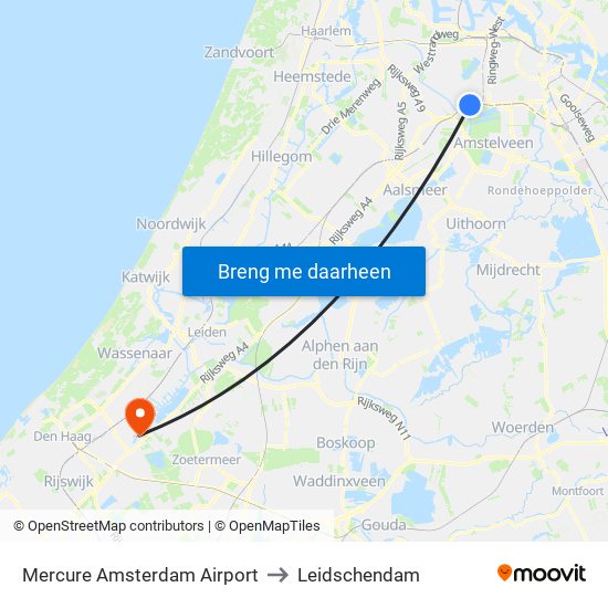 Mercure Amsterdam Airport to Leidschendam map