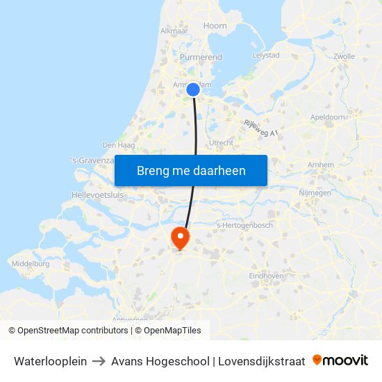 Waterlooplein to Avans Hogeschool | Lovensdijkstraat map