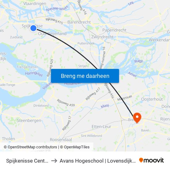 Spijkenisse Centrum to Avans Hogeschool | Lovensdijkstraat map