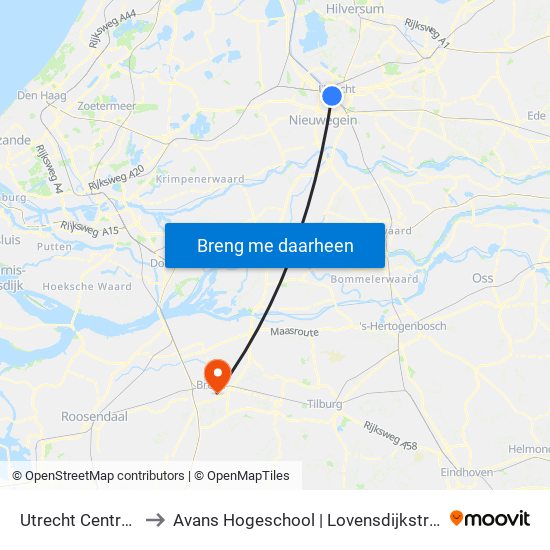 Utrecht Centraal to Avans Hogeschool | Lovensdijkstraat map