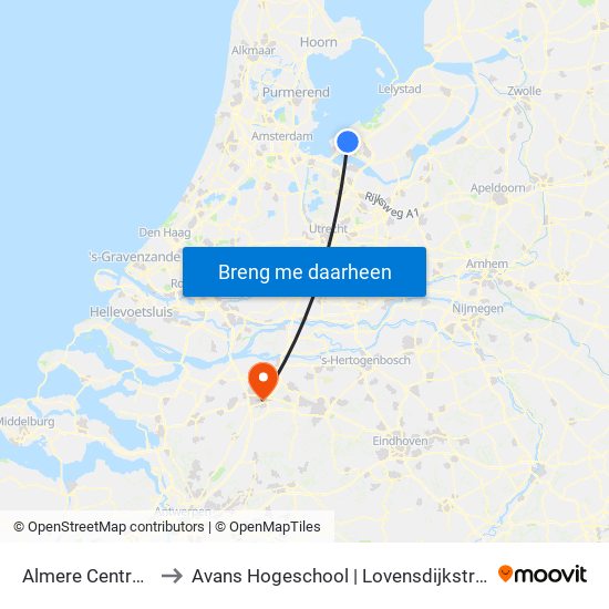 Almere Centrum to Avans Hogeschool | Lovensdijkstraat map