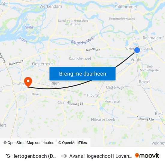 'S-Hertogenbosch (Den Bosch) to Avans Hogeschool | Lovensdijkstraat map