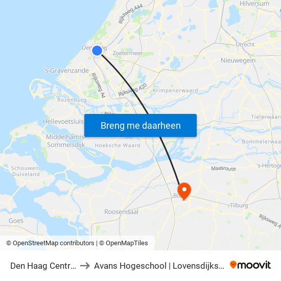 Den Haag Centraal to Avans Hogeschool | Lovensdijkstraat map
