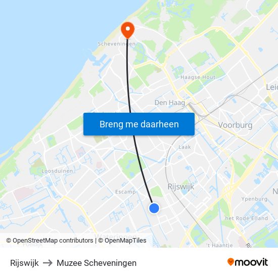 Rijswijk to Muzee Scheveningen map