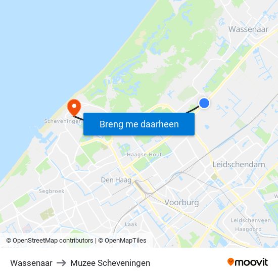 Wassenaar to Muzee Scheveningen map