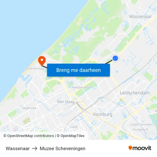 Wassenaar to Muzee Scheveningen map