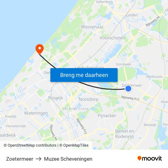 Zoetermeer to Muzee Scheveningen map