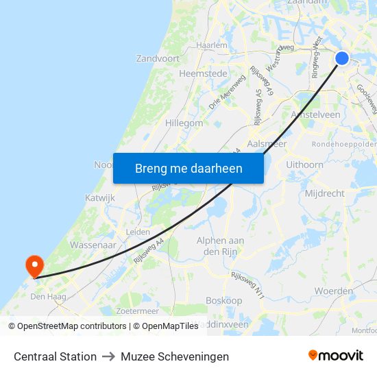 Centraal Station to Muzee Scheveningen map