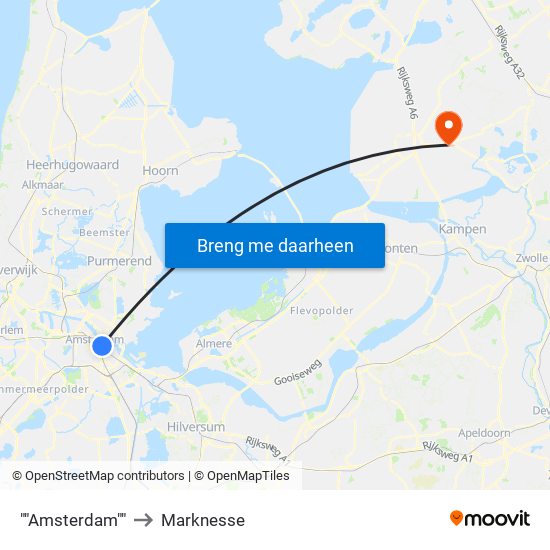 ""Amsterdam"" to Marknesse map