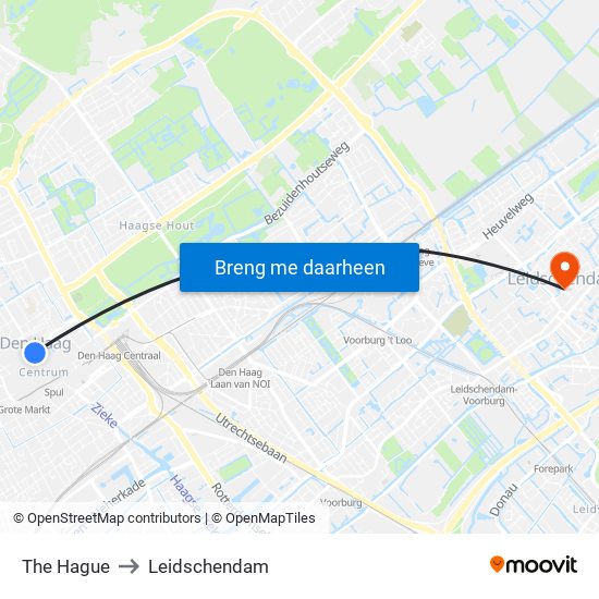 The Hague to Leidschendam map