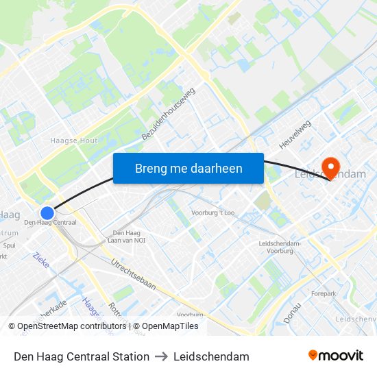 Den Haag Centraal Station to Leidschendam map