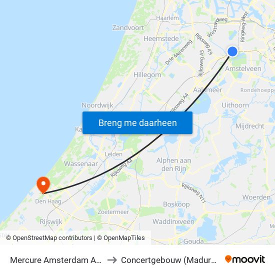 Mercure Amsterdam Airport to Concertgebouw (Madurodam) map