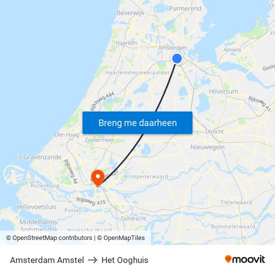 Amsterdam Amstel to Het Ooghuis map