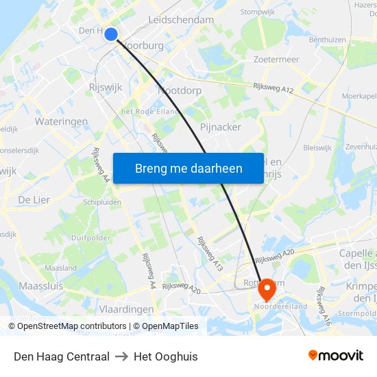 Den Haag Centraal to Het Ooghuis map